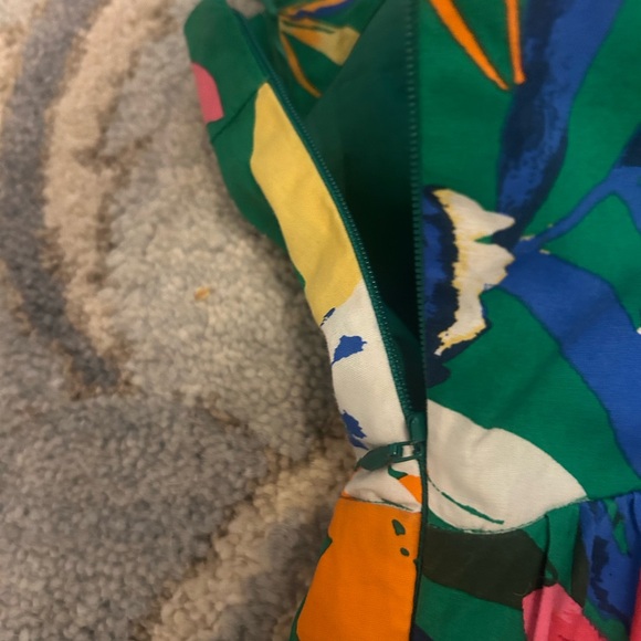 J. Crew Green Tropical Floral Halter Midi Dress with Bright Accents - Picture 7 of 12